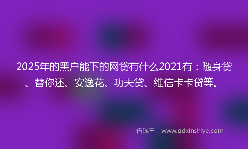 2025年的黑户能下的网贷有什么2021有：随身贷、替你还、安逸花、功夫贷、维信卡卡贷等。