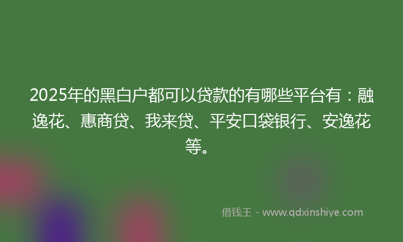 2025年的黑白户都可以贷款的有哪些平台有：融逸花、惠商贷、我来贷、平安口袋银行、安逸花等。