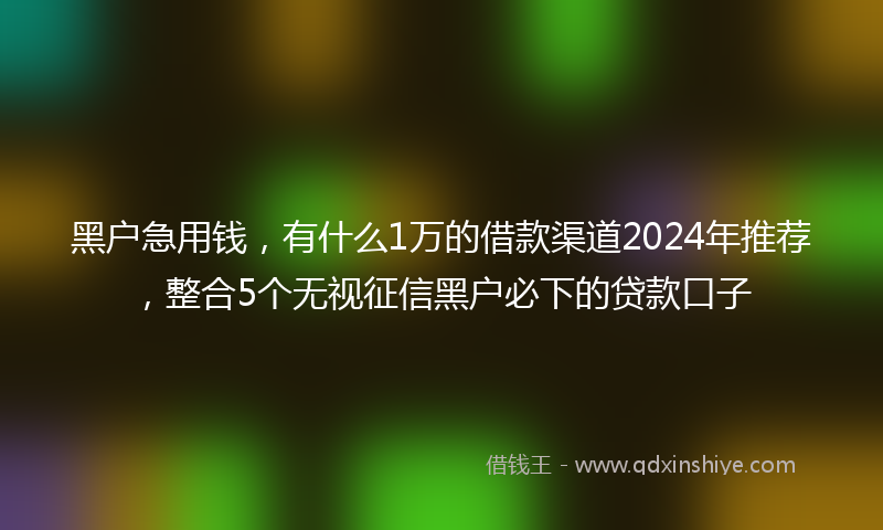 黑户急用钱，有什么1万的借款渠道2024年推荐，整合5个无视征信黑户必下的贷款口子
