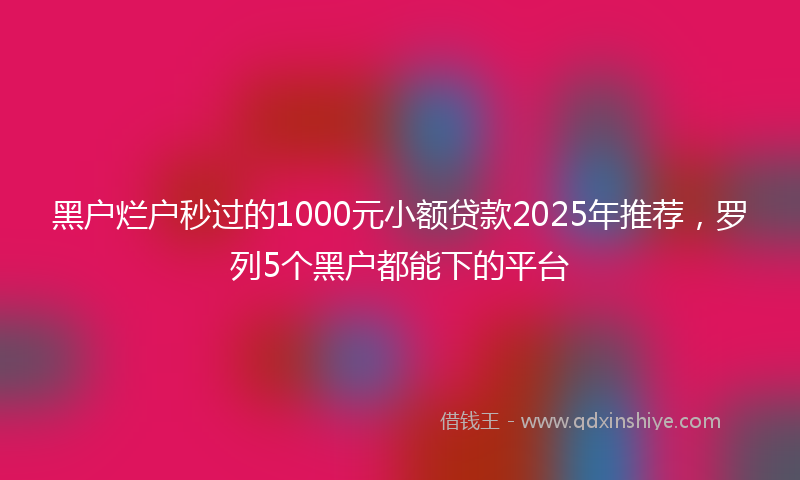 黑户烂户秒过的1000元小额贷款2025年推荐，罗列5个黑户都能下的平台