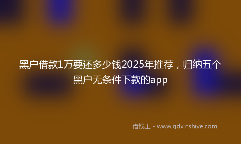 黑户借款1万要还多少钱2025年推荐，归纳五个黑户无条件下款的app