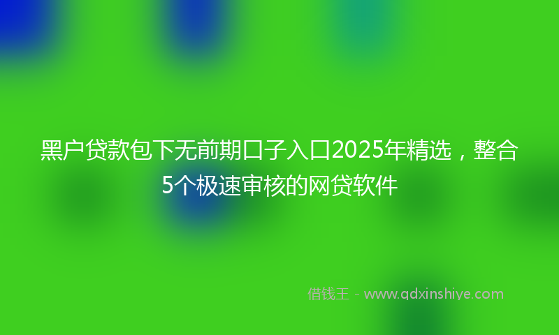 黑户贷款包下无前期口子入口2025年精选，整合5个极速审核的网贷软件
