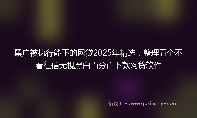 黑户被执行能下的网贷2025年精选，整理五个不看征信无视黑白百分百下款网贷软件