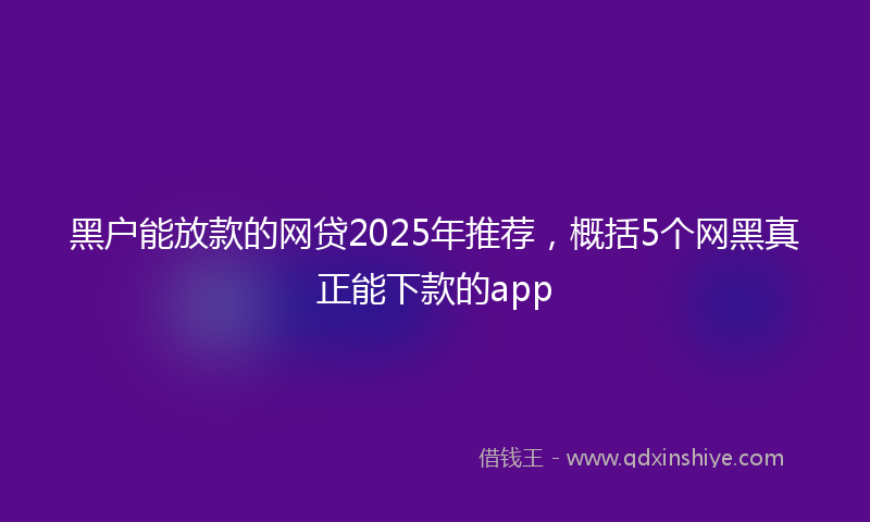 黑户能放款的网贷2025年推荐，概括5个网黑真正能下款的app