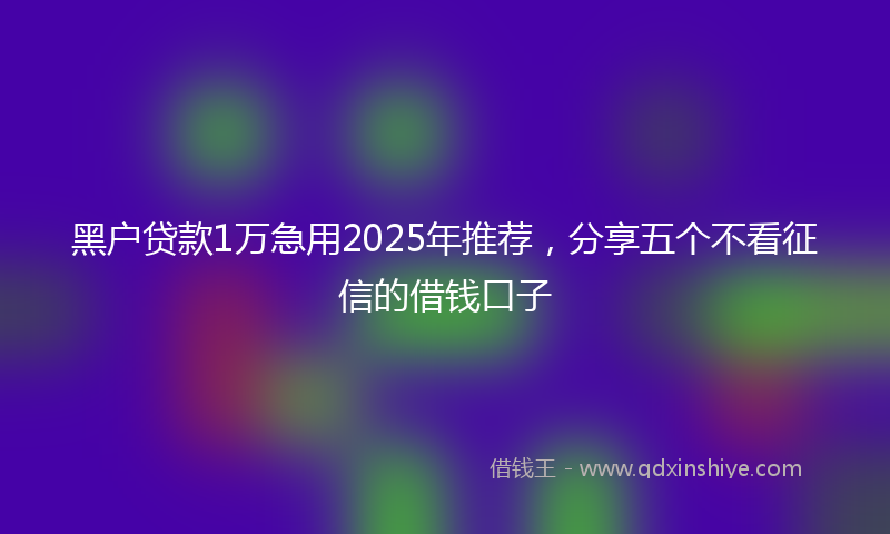 黑户贷款1万急用2025年推荐，分享五个不看征信的借钱口子