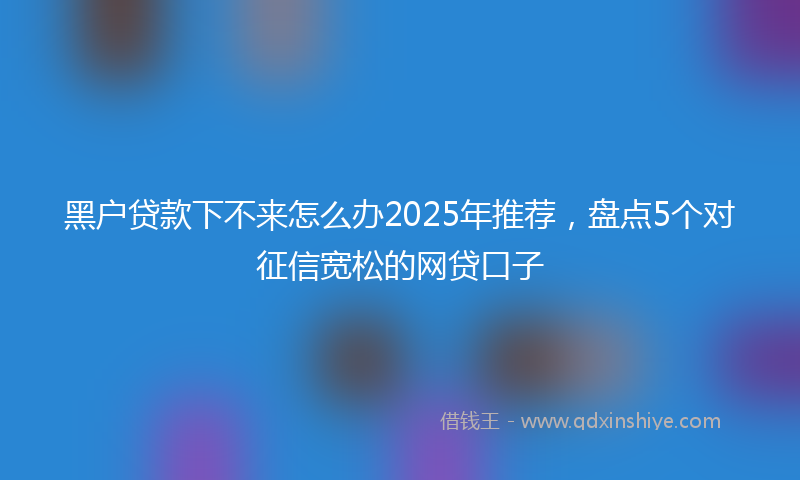 黑户贷款下不来怎么办2025年推荐，盘点5个对征信宽松的网贷口子
