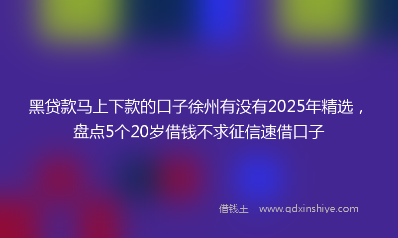 黑贷款马上下款的口子徐州有没有2025年精选，盘点5个20岁借钱不求征信速借口子