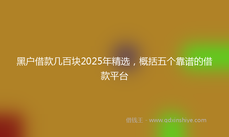 黑户借款几百块2025年精选，概括五个靠谱的借款平台