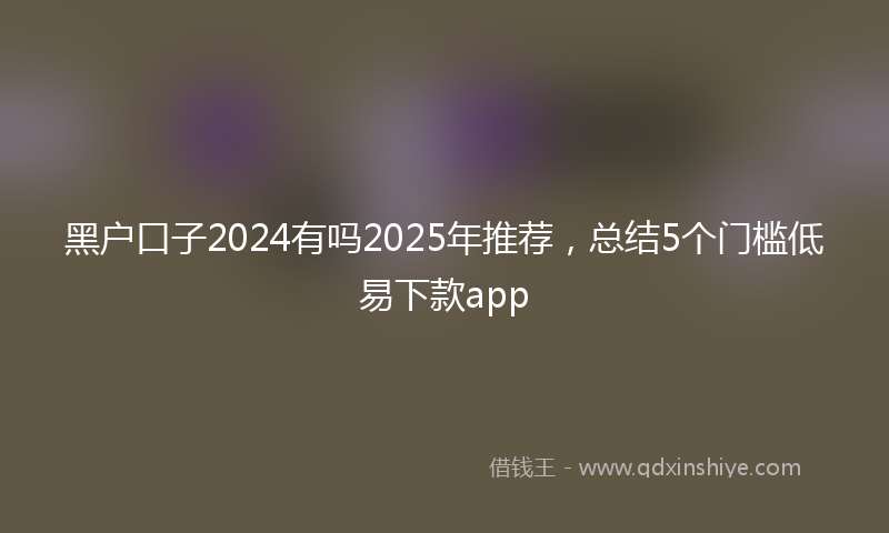 黑户口子2024有吗2025年推荐，总结5个门槛低易下款app