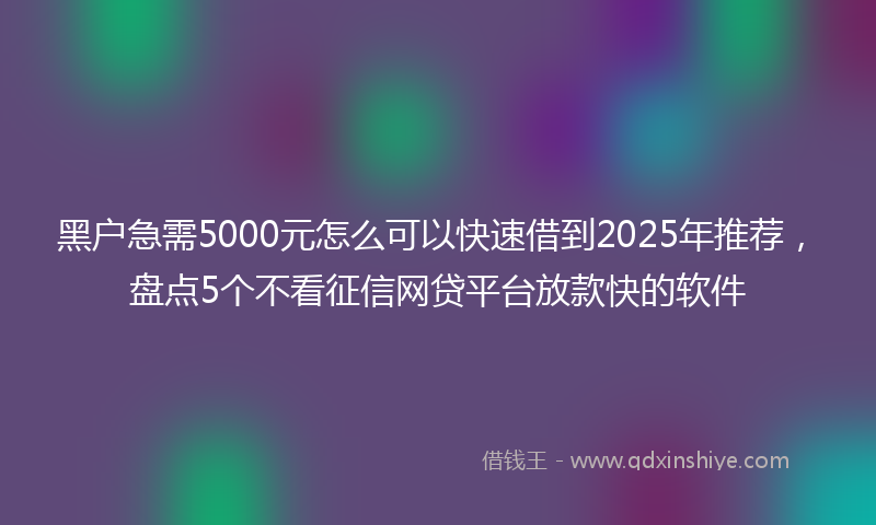 黑户急需5000元怎么可以快速借到2025年推荐，盘点5个不看征信网贷平台放款快的软件