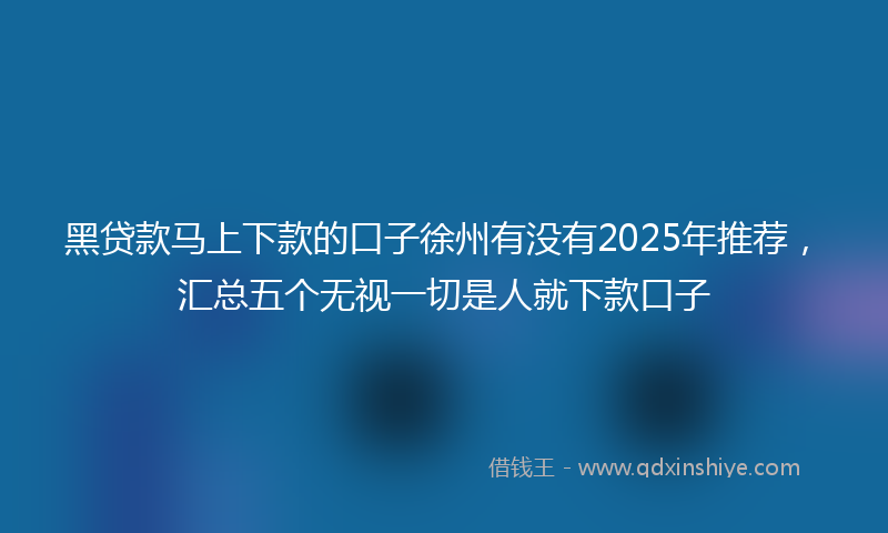 黑贷款马上下款的口子徐州有没有2025年推荐，汇总五个无视一切是人就下款口子