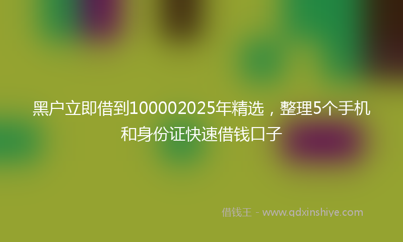 黑户立即借到100002025年精选，整理5个手机和身份证快速借钱口子