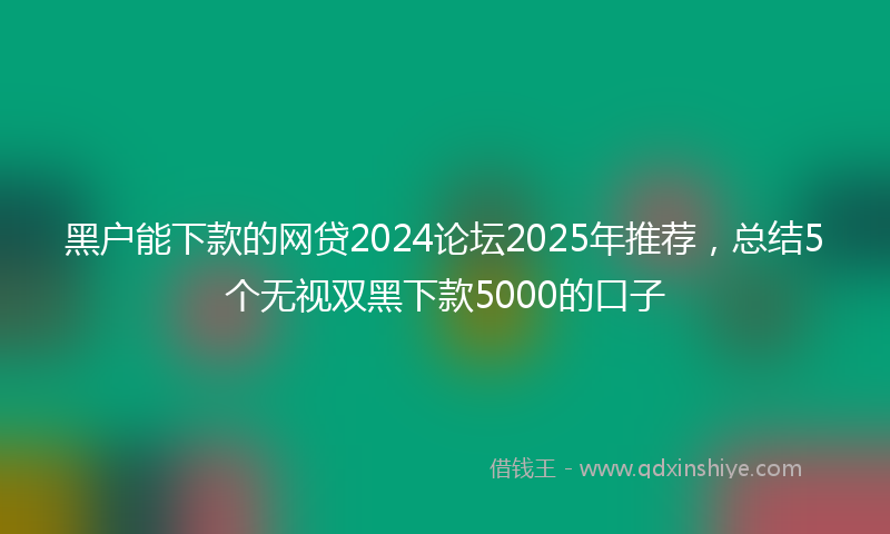 黑户能下款的网贷2024论坛2025年推荐，总结5个无视双黑下款5000的口子