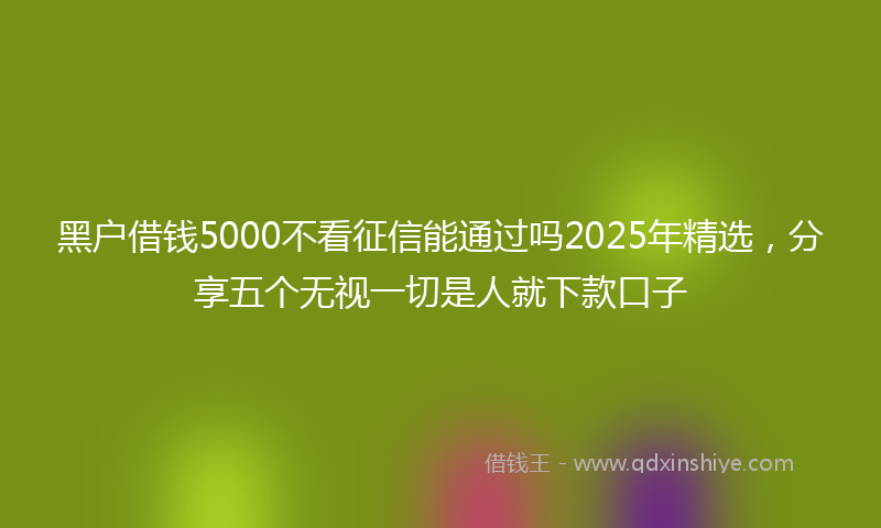 黑户借钱5000不看征信能通过吗2025年精选，分享五个无视一切是人就下款口子