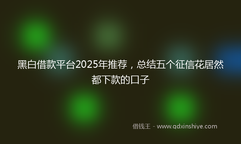 黑白借款平台2025年推荐，总结五个征信花居然都下款的口子
