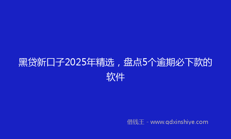 黑贷新口子2025年精选，盘点5个逾期必下款的软件