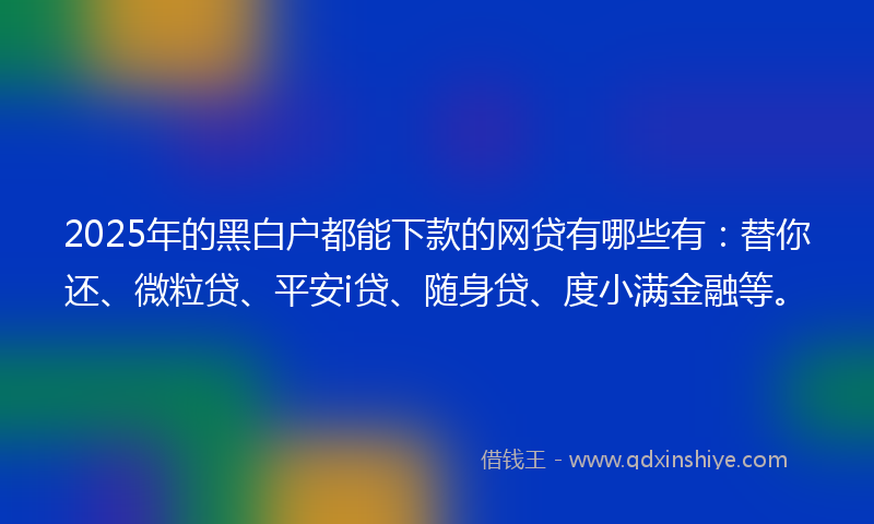 2025年的黑白户都能下款的网贷有哪些有：替你还、微粒贷、平安i贷、随身贷、度小满金融等。