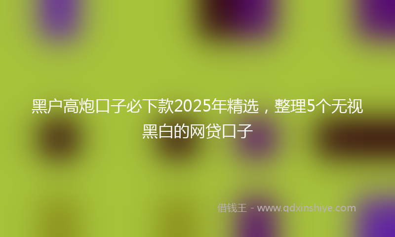 黑户高炮口子必下款2025年精选，整理5个无视黑白的网贷口子