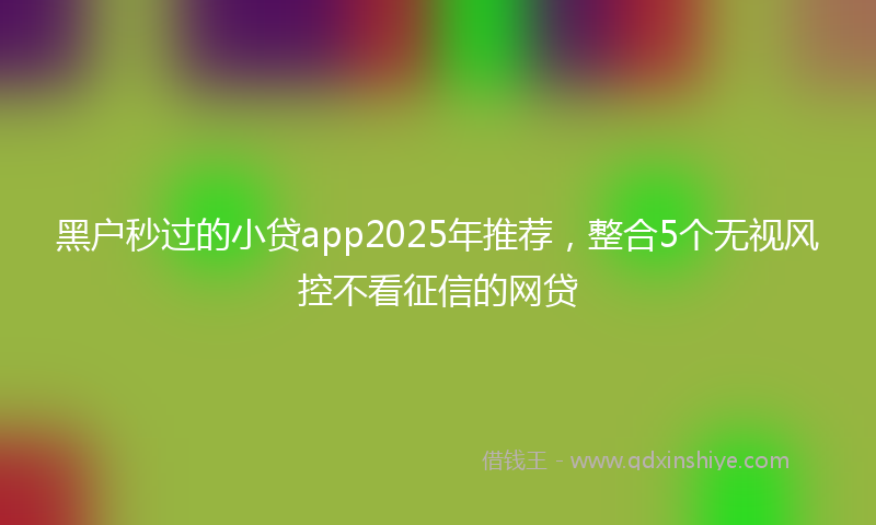 黑户秒过的小贷app2025年推荐，整合5个无视风控不看征信的网贷
