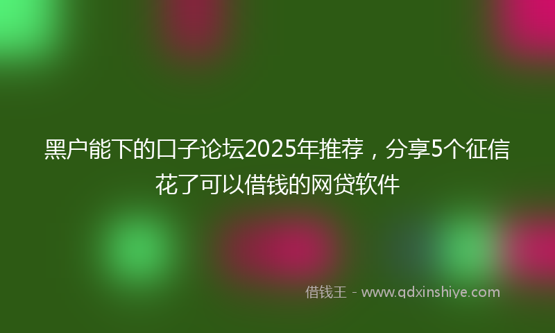 黑户能下的口子论坛2025年推荐，分享5个征信花了可以借钱的网贷软件