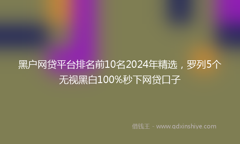 黑户网贷平台排名前10名2024年精选，罗列5个无视黑白100%秒下网贷口子