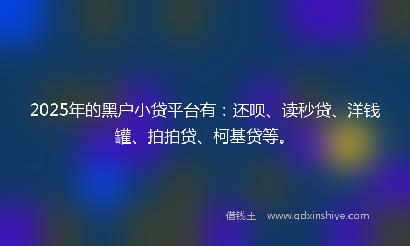 2025年的黑户小贷平台有：还呗、读秒贷、洋钱罐、拍拍贷、柯基贷等。