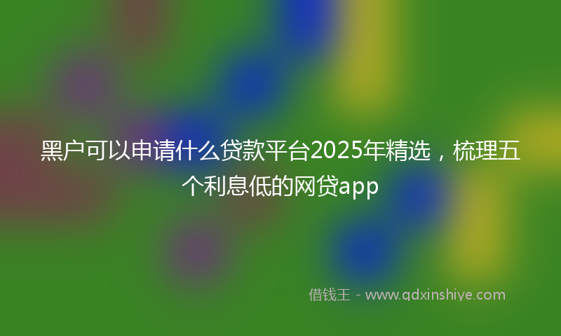 黑户可以申请什么贷款平台2025年精选，梳理五个利息低的网贷app