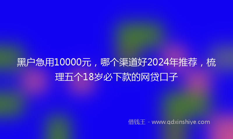 黑户急用10000元，哪个渠道好2024年推荐，梳理五个18岁必下款的网贷口子