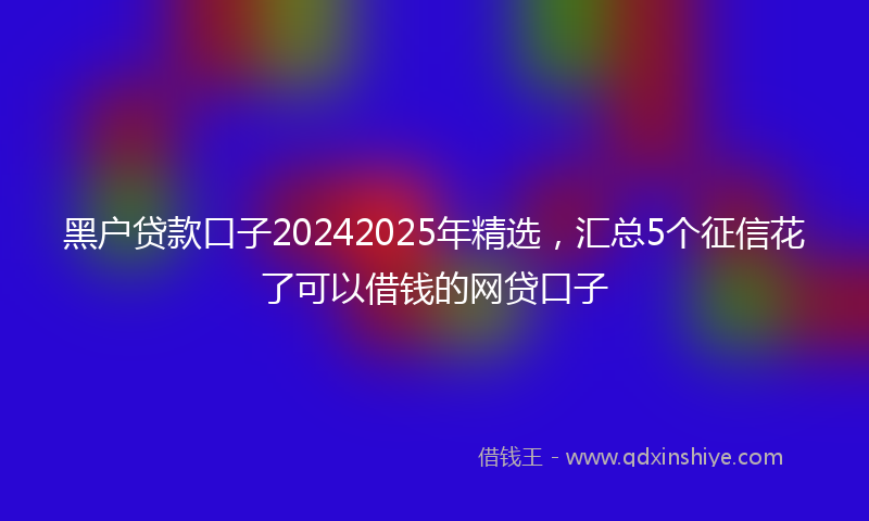 黑户贷款口子20242025年精选，汇总5个征信花了可以借钱的网贷口子