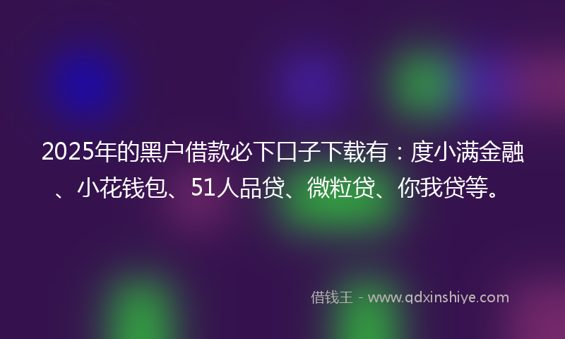 2025年的黑户借款必下口子下载有：度小满金融、小花钱包、51人品贷、微粒贷、你我贷等。