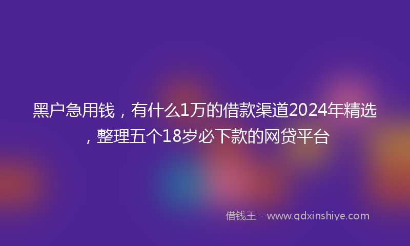 黑户急用钱，有什么1万的借款渠道2024年精选，整理五个18岁必下款的网贷平台