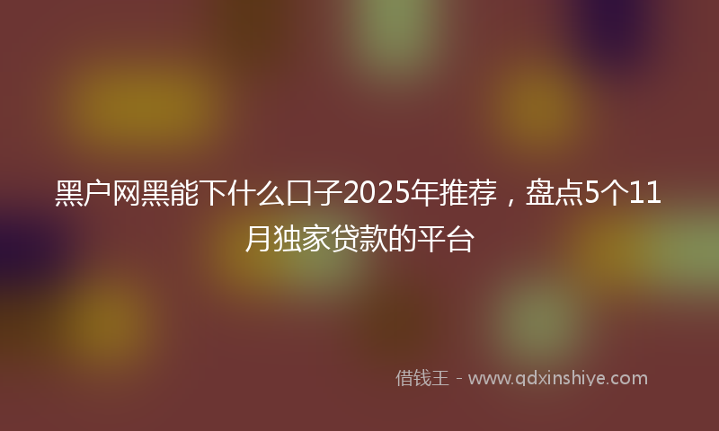 黑户网黑能下什么口子2025年推荐，盘点5个11月独家贷款的平台