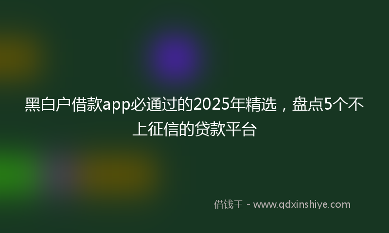 黑白户借款app必通过的2025年精选，盘点5个不上征信的贷款平台