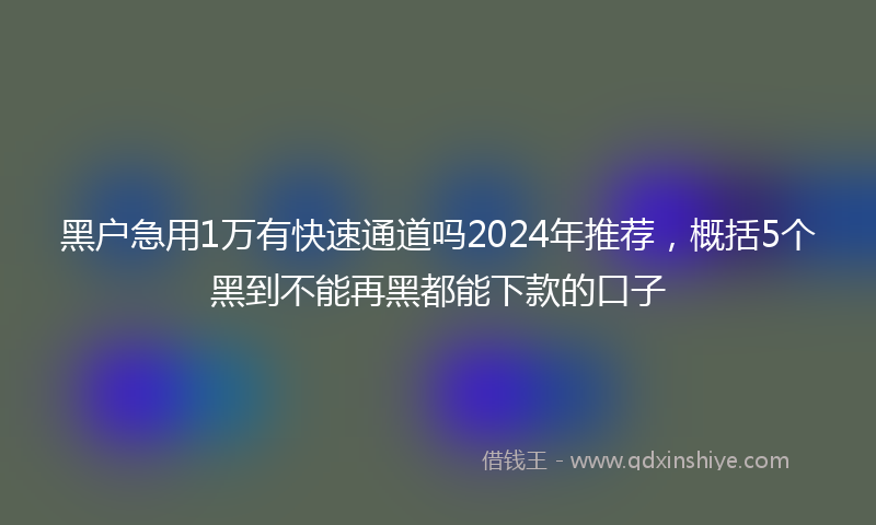 黑户急用1万有快速通道吗2024年推荐，概括5个黑到不能再黑都能下款的口子
