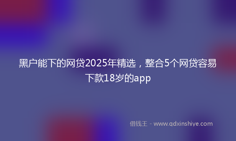 黑户能下的网贷2025年精选，整合5个网贷容易下款18岁的app
