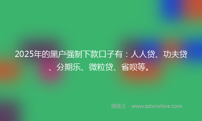 2025年的黑户强制下款口子有：人人贷、功夫贷、分期乐、微粒贷、省呗等。
