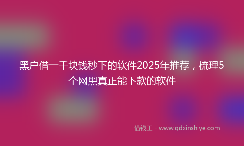 黑户借一千块钱秒下的软件2025年推荐，梳理5个网黑真正能下款的软件