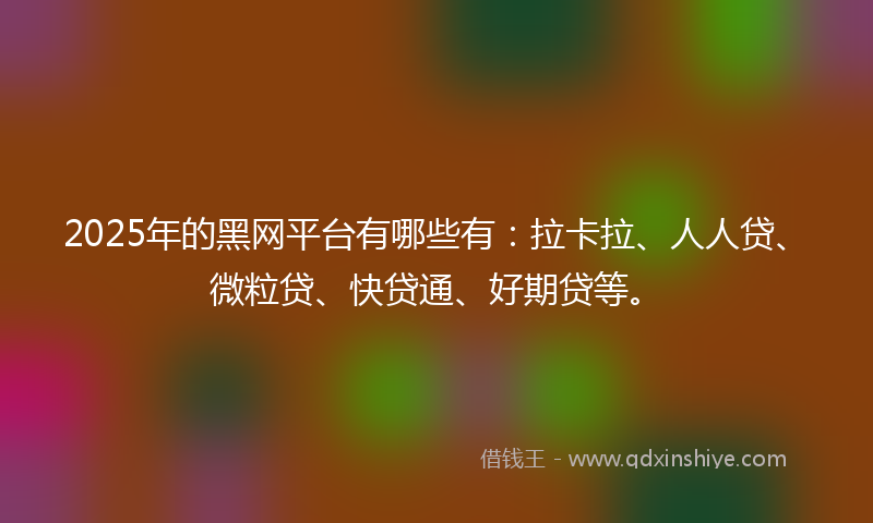2025年的黑网平台有哪些有：拉卡拉、人人贷、微粒贷、快贷通、好期贷等。