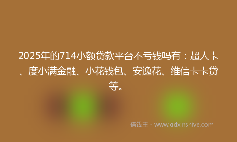 2025年的714小额贷款平台不亏钱吗有：超人卡、度小满金融、小花钱包、安逸花、维信卡卡贷等。