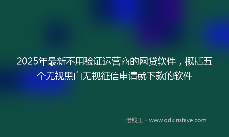 2025年最新不用验证运营商的网贷软件，概括五个无视黑白无视征信申请就下款的软件