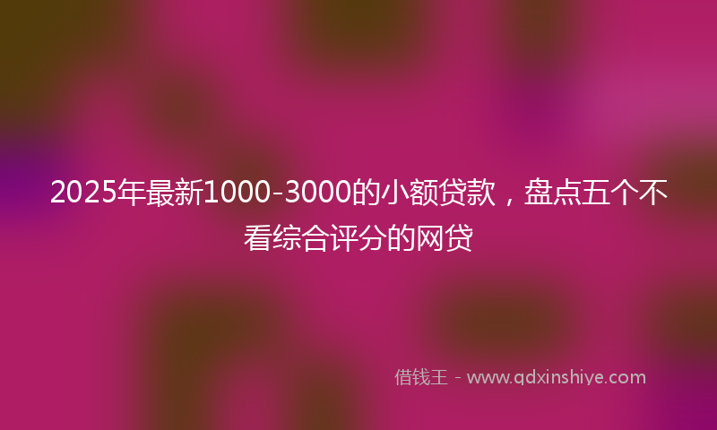 2025年最新1000-3000的小额贷款，盘点五个不看综合评分的网贷