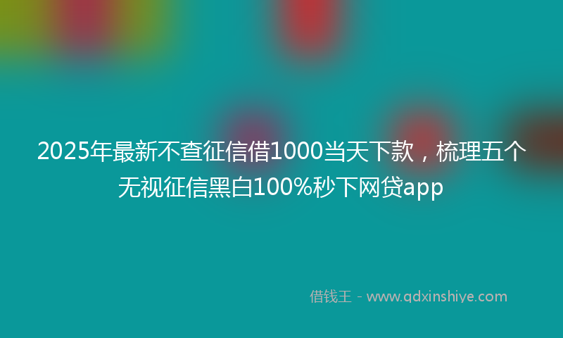 2025年最新不查征信借1000当天下款，梳理五个无视征信黑白100%秒下网贷app