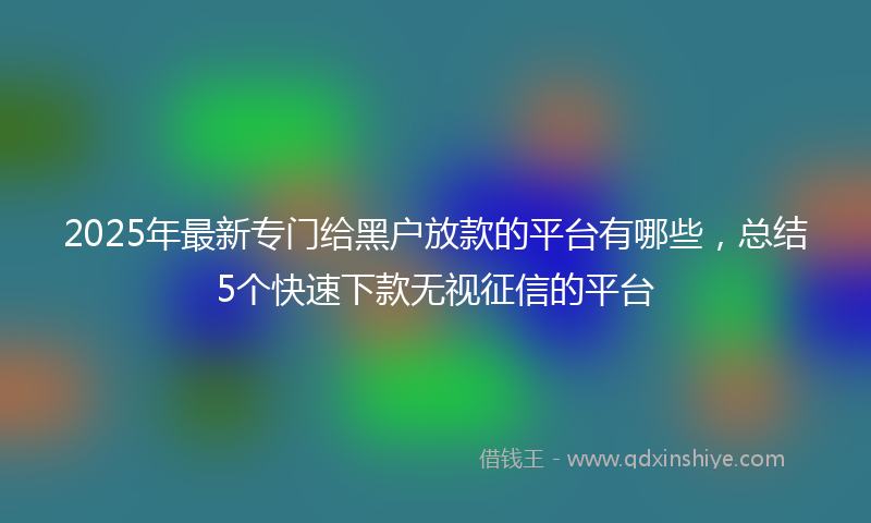 2025年最新专门给黑户放款的平台有哪些，总结5个快速下款无视征信的平台