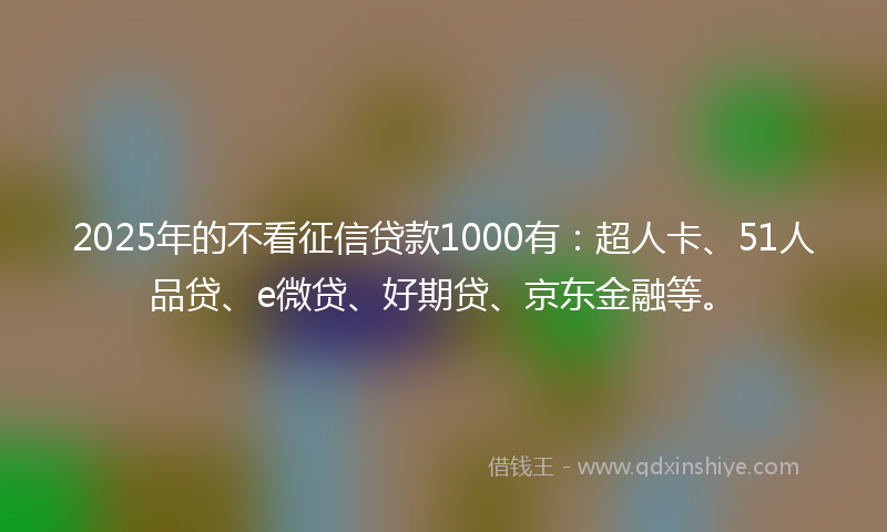 2025年的不看征信贷款1000有：超人卡、51人品贷、e微贷、好期贷、京东金融等。