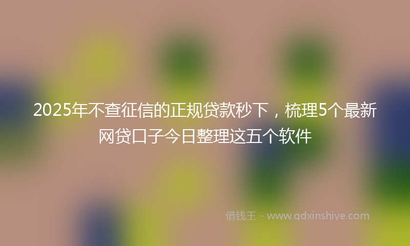 2025年不查征信的正规贷款秒下，梳理5个最新网贷口子今日整理这五个软件