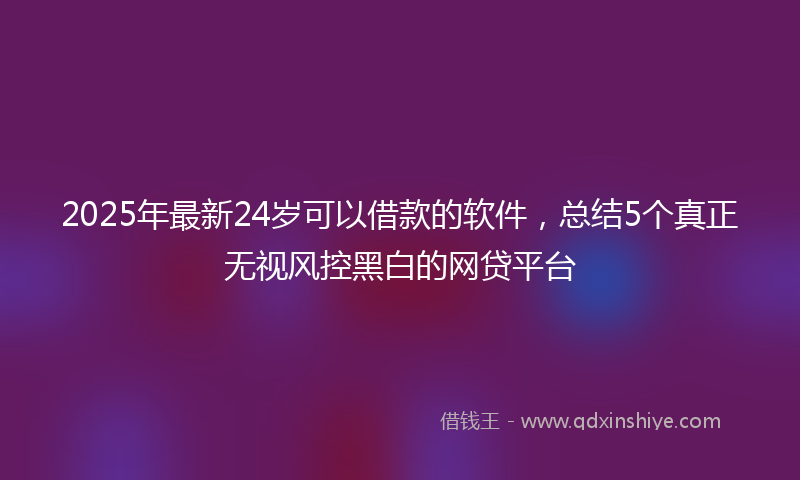 2025年最新24岁可以借款的软件，总结5个真正无视风控黑白的网贷平台