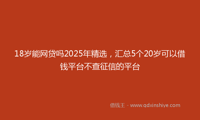 18岁能网贷吗2025年精选，汇总5个20岁可以借钱平台不查征信的平台