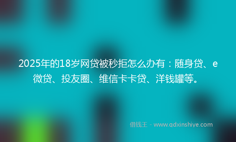 2025年的18岁网贷被秒拒怎么办有：随身贷、e微贷、投友圈、维信卡卡贷、洋钱罐等。