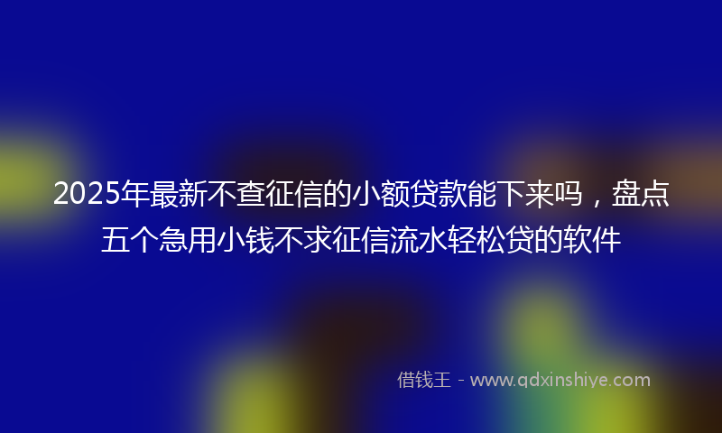 2025年最新不查征信的小额贷款能下来吗，盘点五个急用小钱不求征信流水轻松贷的软件