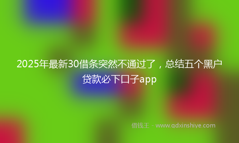 2025年最新30借条突然不通过了，总结五个黑户贷款必下口子app